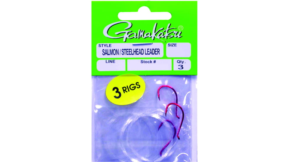 Gamakatsu Salmon/Steelhead Leader, Needle Point, Octopus, 15 lb, Red, Size 2/0, 3 Per Pack, 217312-15