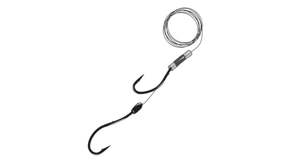 Gamakatsu Walleye LG Two Hook Rig, Needle Point Wide Gap, Light Wire, Octopus, NS Black, Size 6, 5 per Pack, 278307-08