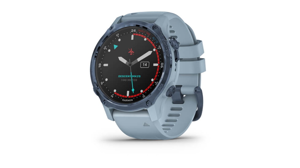Garmin Descent Mk2S Diving Watch, Mineral Blue with Sea Foam Silicone Band, 010-02403-06