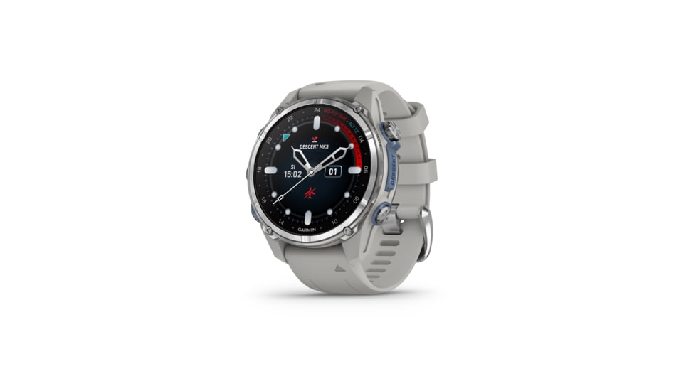 Garmin Descent Mk3 43mm, Stainless Steel with Fog Gray Silicone Band, 010-02753-03