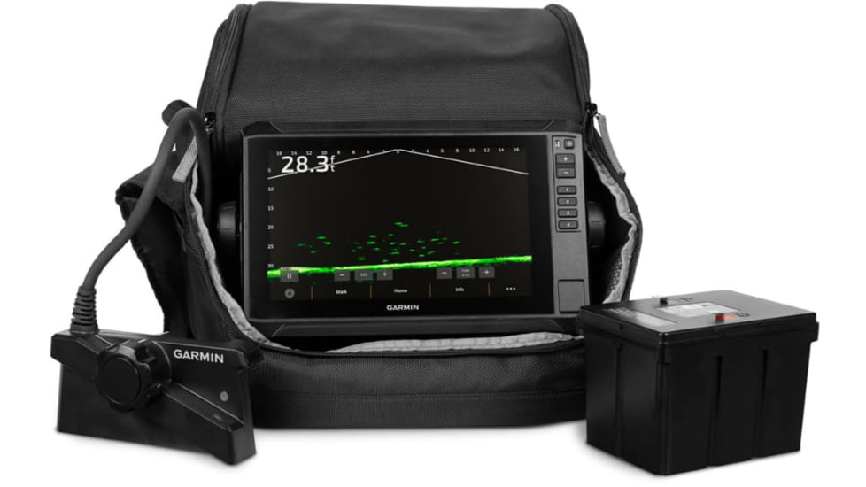 Garmin ECHOMAP LiveScope Plus Lithium Ion Ice Fishing Bundle, 010-02688-35