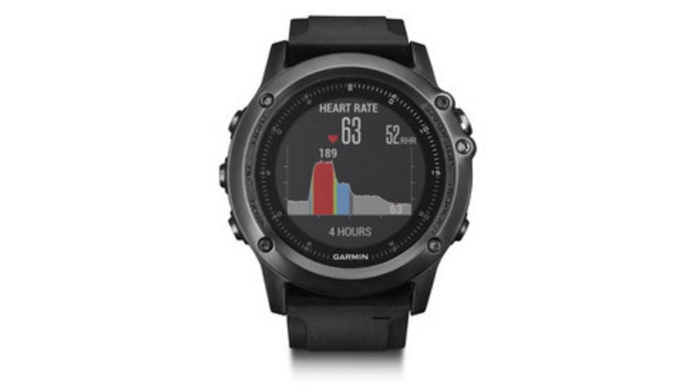 Garmin Fenix 3 HR GPS Training Watch,Gray,Black Silicone Band 010-01338-70