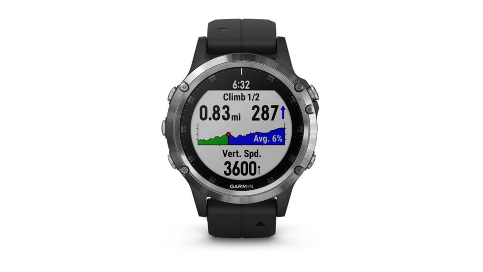 Garmin Fenix 5 Plus, Glass, GPS Watch, NA, Black/Silver 010-01988-10
