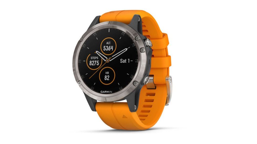 Garmin Fenix 5 Plus, Sapphire, GPS Watch, NA, Ti/Solar Flare Orange 010-01988-04