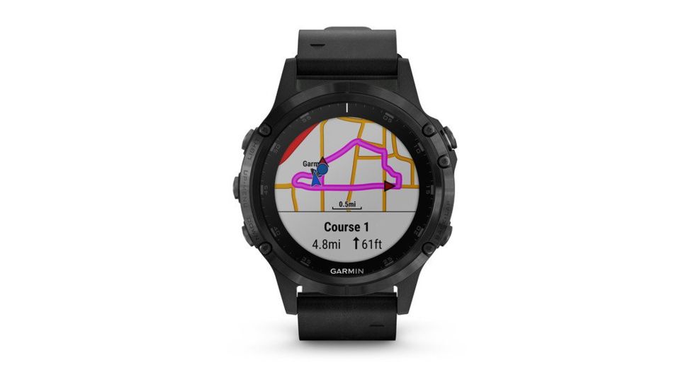 Garmin Fenix 5 Plus, Sapphire, Leather, GPS Watch, NA, Black/Black 010-01988-06