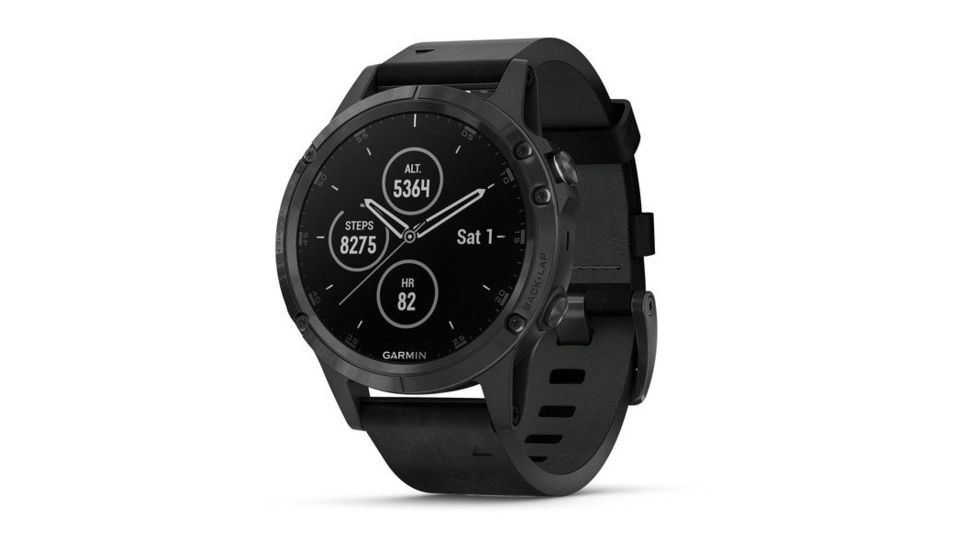 Garmin Fenix 5 Plus, Sapphire, Leather, GPS Watch, NA, Black/Black 010-01988-06
