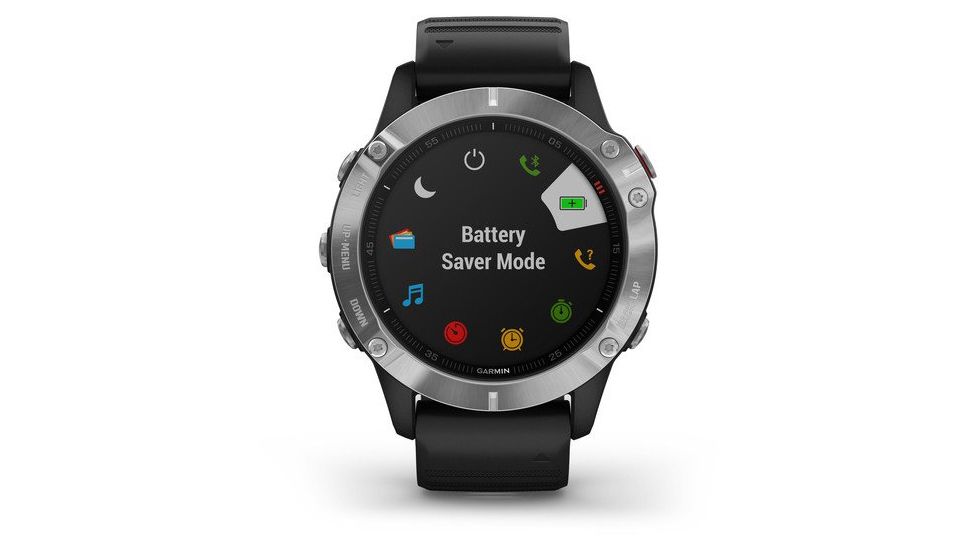 Garmin Fenix 6 Multisport GPS Smartwatch, Silver w/Black Band, 010-02158-00