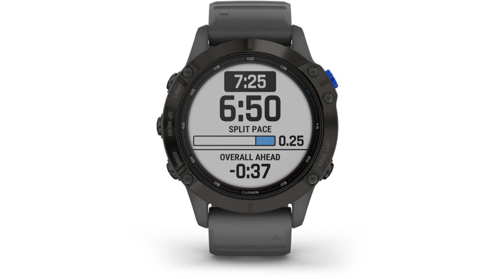 Garmin Fenix 6 Pro Solar Watch, Black w/Slate Gray Band, 010-02410-10