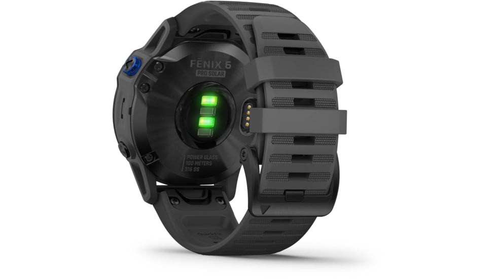 Garmin Fenix 6 Pro Solar Watch, Black w/Slate Gray Band, 010-02410-10