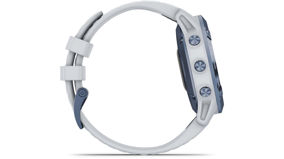 Garmin Fenix 6 Pro Solar Watch, Mineral Blue w/Whitestone band, 010-02410-18
