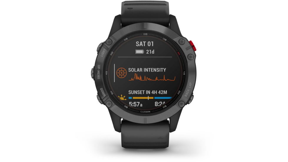 Garmin Fenix 6 Pro Solar Watch, Slate Gray with Black Band, 010-02410-14