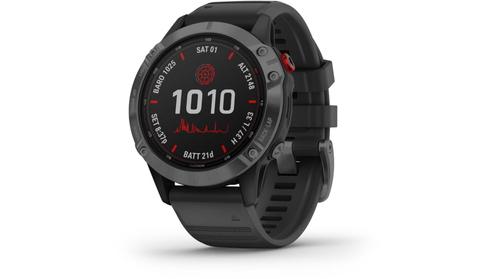 Garmin Fenix 6 Pro Solar Watch, Slate Gray with Black Band, 010-02410-14