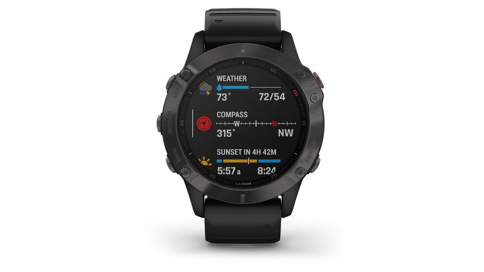 Garmin Fenix 6 Sapphire Multisport Fitness Watch, Gray w/Black Band, 010-02158-10