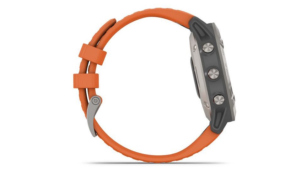 Garmin Fenix 6 Sapphire Multisport Fitness Watch, Ti Gray w/Orange Band, 010-02158-13