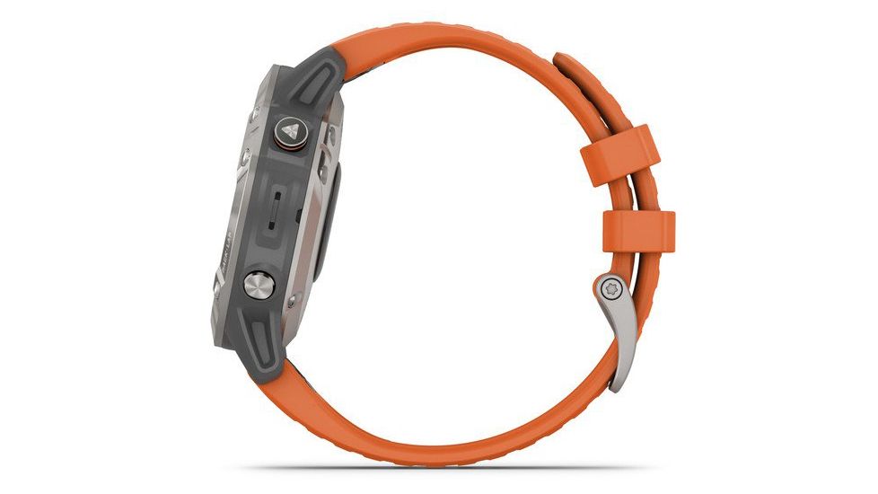 Garmin Fenix 6 Sapphire Multisport Fitness Watch, Ti Gray w/Orange Band, 010-02158-13