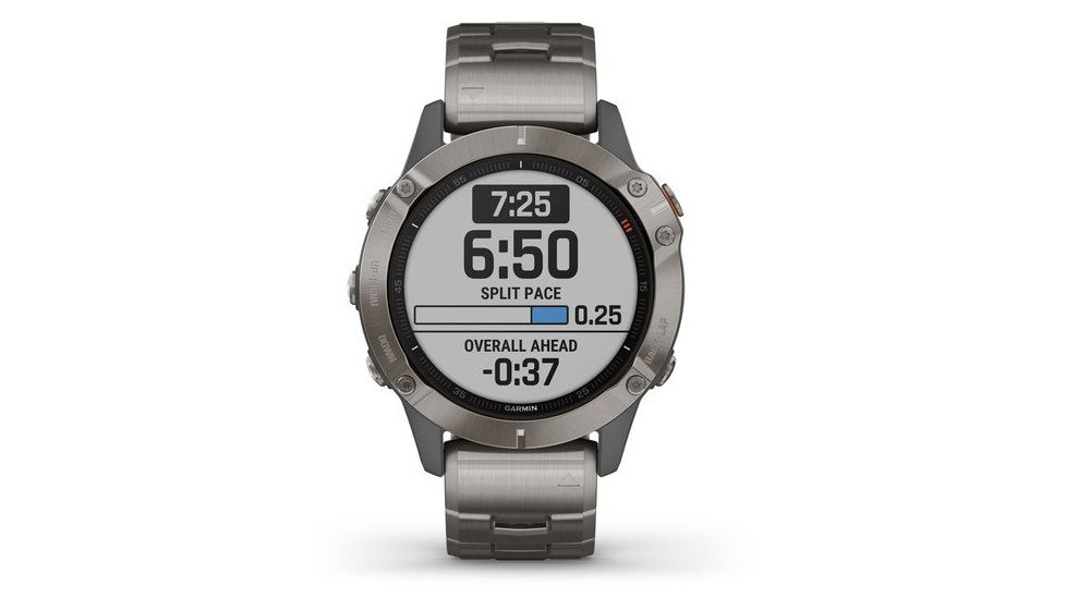 Garmin Fenix 6 Sapphire Multisport Fitness Watch, Titanium Gray w/Ti Band, 010-02158-22
