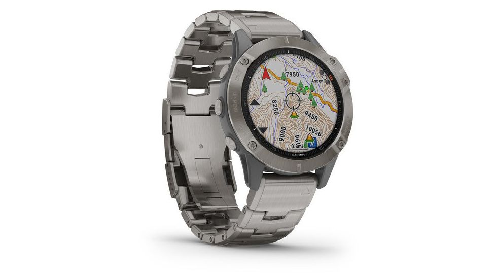 Garmin Fenix 6 Sapphire Multisport Fitness Watch, Titanium Gray w/Ti Band, 010-02158-22