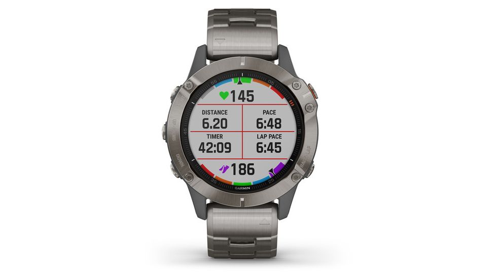Garmin Fenix 6 Sapphire Multisport Fitness Watch, Titanium Gray w/Ti Band, 010-02158-22