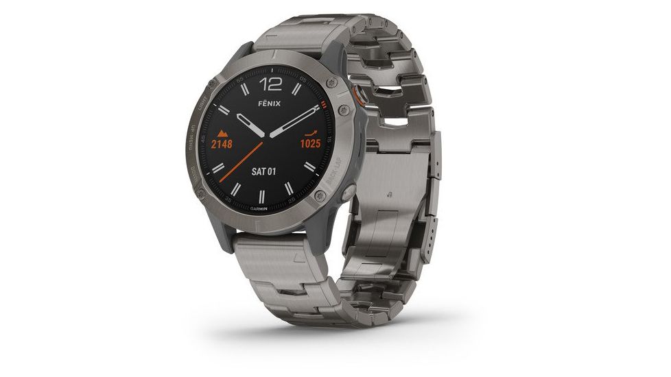 Garmin Fenix 6 Sapphire Multisport Fitness Watch, Titanium Gray w/Ti Band, 010-02158-22