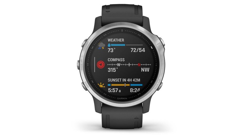 Garmin Fenix 6S Premium Multisport GPS Smartwatch, Silver w/Black Band, 010-02159-01