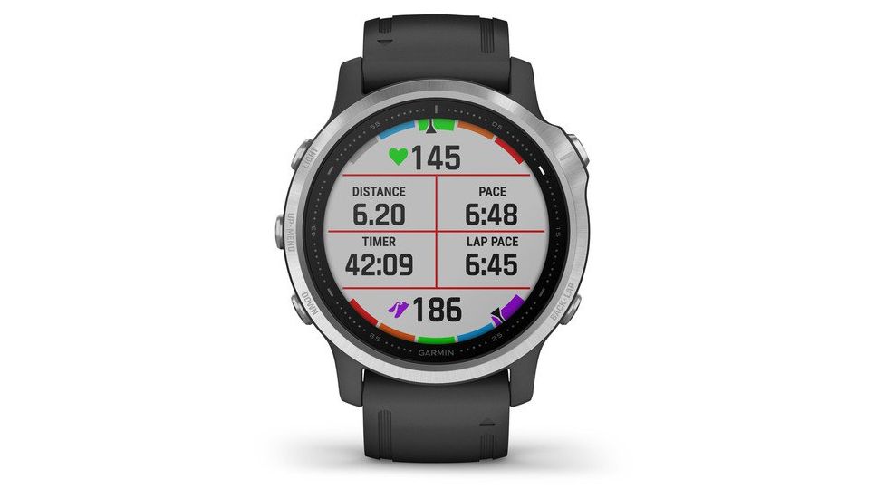 Garmin Fenix 6S Premium Multisport GPS Smartwatch, Silver w/Black Band, 010-02159-01