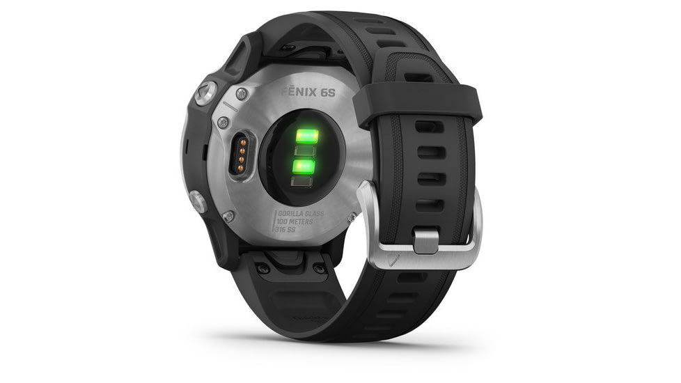 Garmin Fenix 6S Premium Multisport GPS Smartwatch, Silver w/Black Band, 010-02159-01