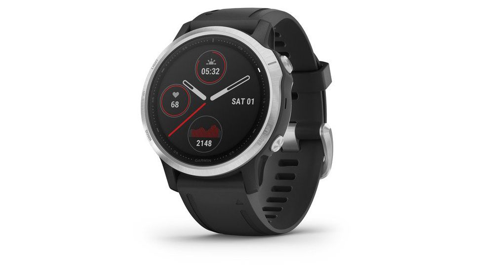 Garmin Fenix 6S Premium Multisport GPS Smartwatch, Silver w/Black Band, 010-02159-01