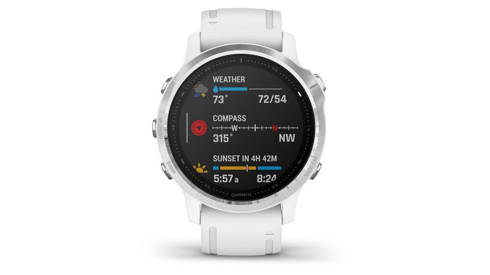 Garmin Fenix 6S Premium Multisport GPS Smartwatch, Silver w/White Band, 010-02159-00