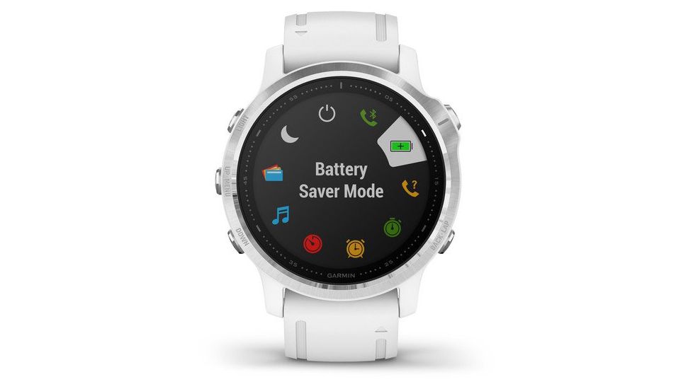 Garmin Fenix 6S Premium Multisport GPS Smartwatch, Silver w/White Band, 010-02159-00