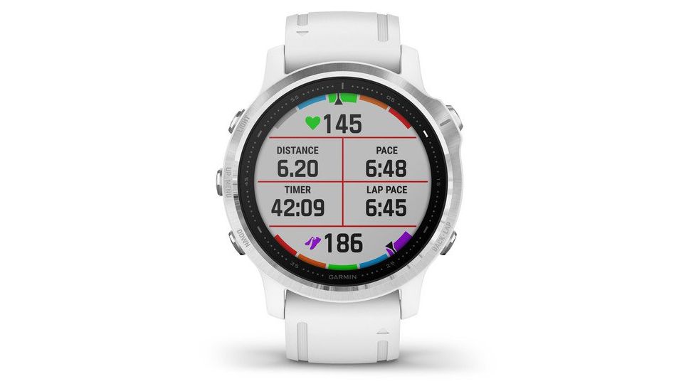 Garmin Fenix 6S Premium Multisport GPS Smartwatch, Silver w/White Band, 010-02159-00