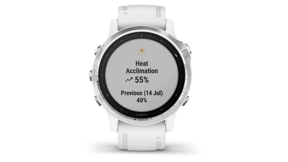 Garmin Fenix 6S Premium Multisport GPS Smartwatch, Silver w/White Band, 010-02159-00