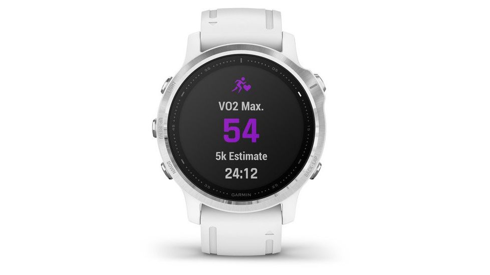 Garmin Fenix 6S Premium Multisport GPS Smartwatch, Silver w/White Band, 010-02159-00
