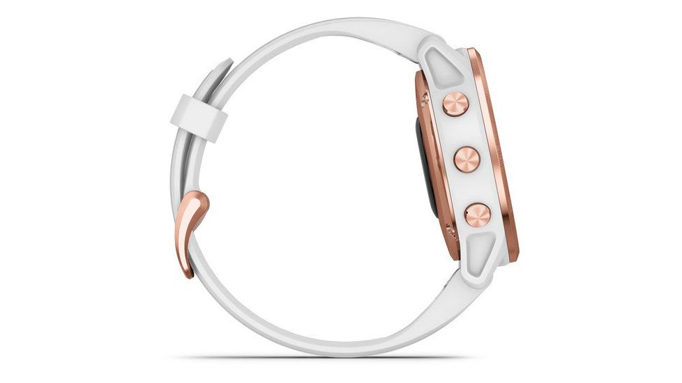 Garmin Fenix 6S Pro Multisport GPS Smartwatch, Rose Gold w/White Band, 010-02159-10