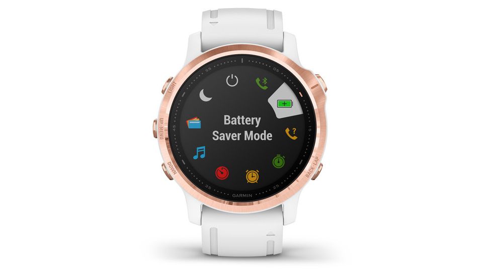 Garmin Fenix 6S Pro Multisport GPS Smartwatch, Rose Gold w/White Band, 010-02159-10