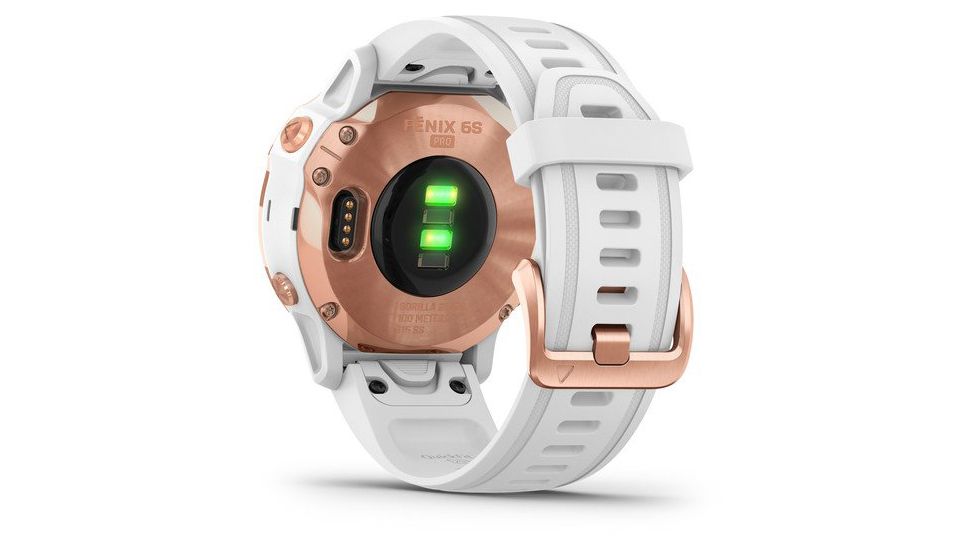 Garmin Fenix 6S Pro Multisport GPS Smartwatch, Rose Gold w/White Band, 010-02159-10