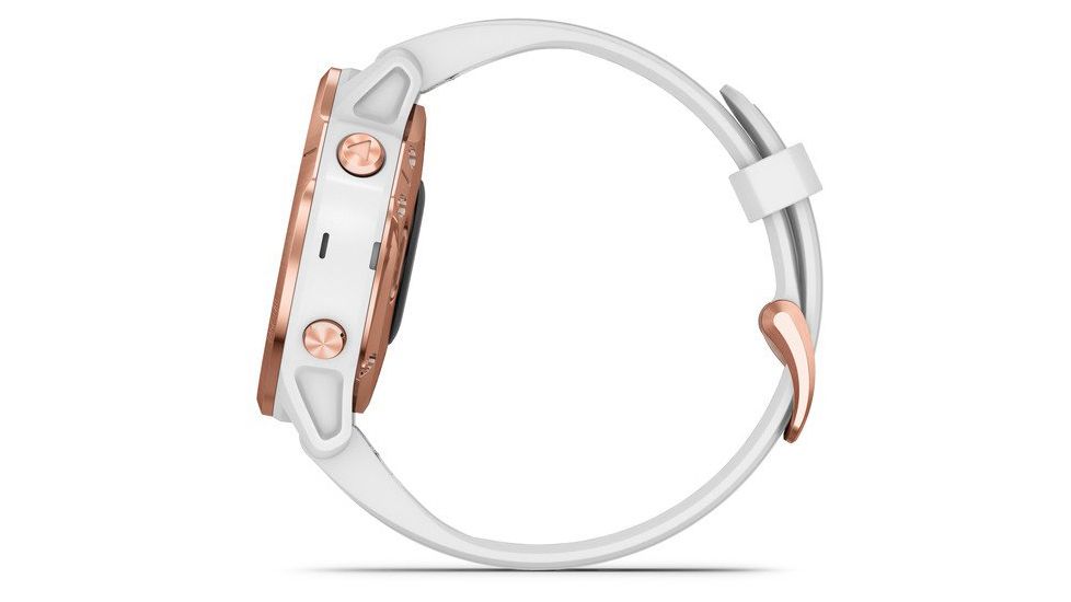 Garmin Fenix 6S Pro Multisport GPS Smartwatch, Rose Gold w/White Band, 010-02159-10
