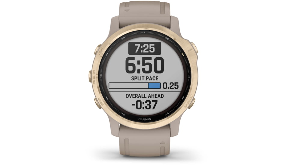 Garmin Fenix 6S Pro Solar Watch, Light Gold w/ Light Sand Band, 010-02409-10