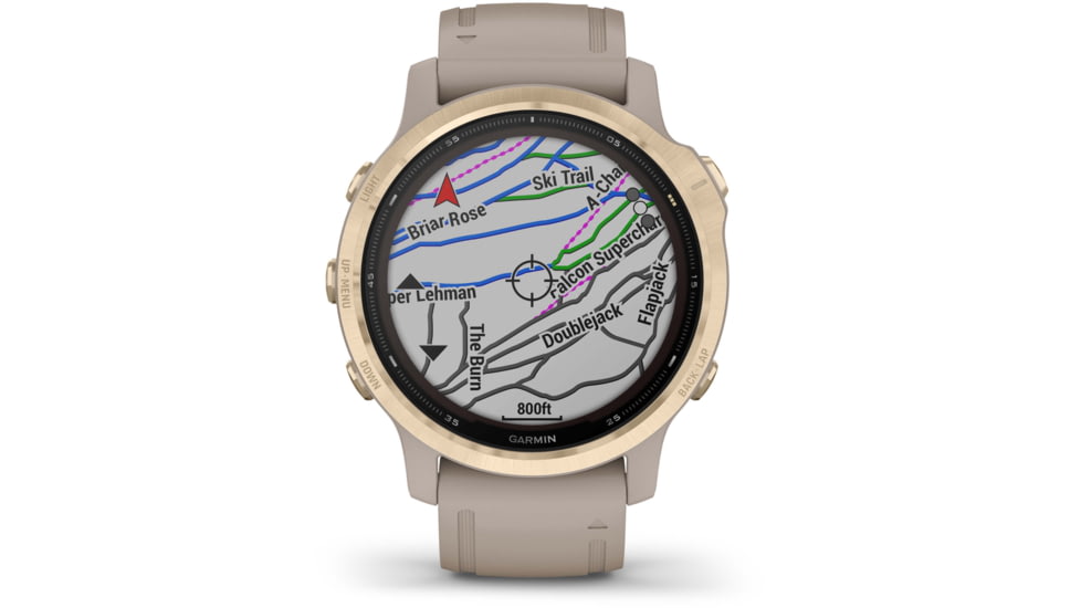 Garmin Fenix 6S Pro Solar Watch, Light Gold w/ Light Sand Band, 010-02409-10