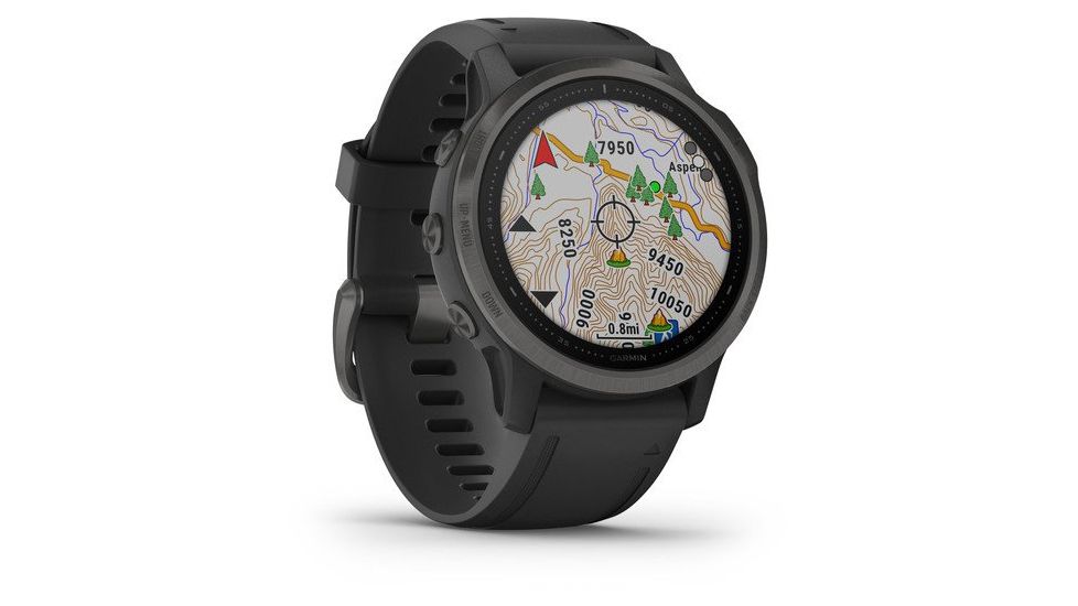 Garmin Fenix 6S Sapphire Multisport GPS Smartwatch, Carbon Grey DLC w/Black Band, 010-02159-24