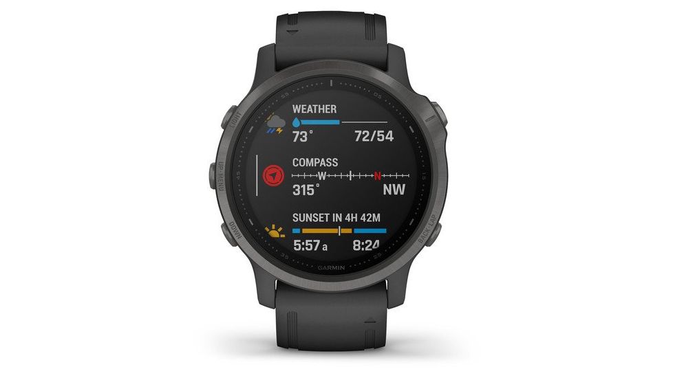 Garmin Fenix 6S Sapphire Multisport GPS Smartwatch, Carbon Grey DLC w/Black Band, 010-02159-24