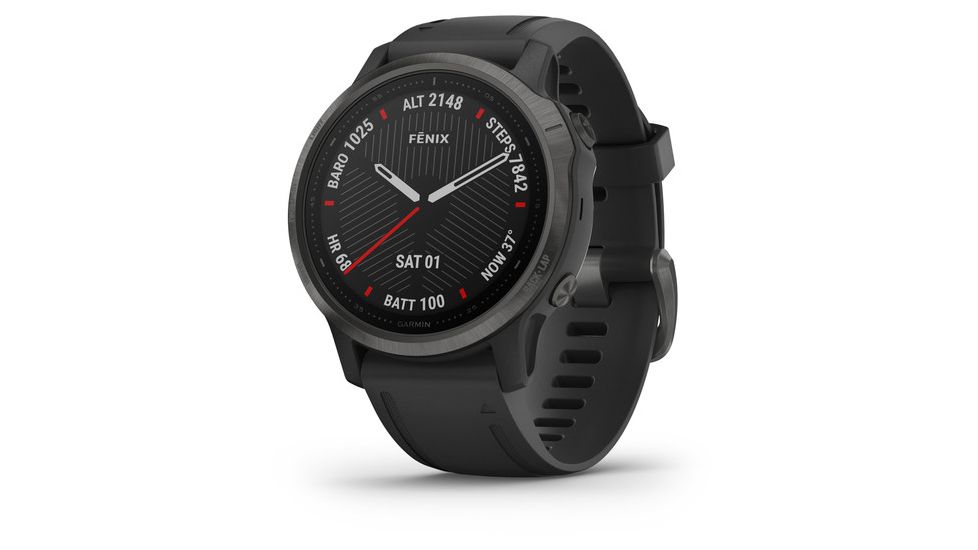 Garmin Fenix 6S Sapphire Multisport GPS Smartwatch, Carbon Grey DLC w/Black Band, 010-02159-24