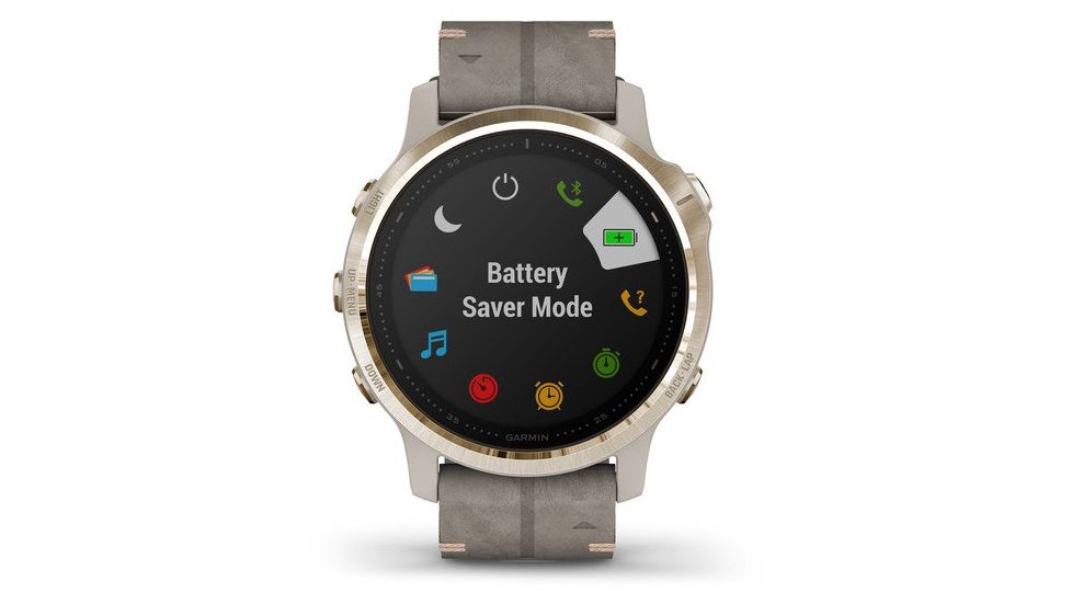 Garmin Fenix 6S Sapphire Multisport GPS Smartwatch, Champagne w/Shale Suede Band, 010-02159-39