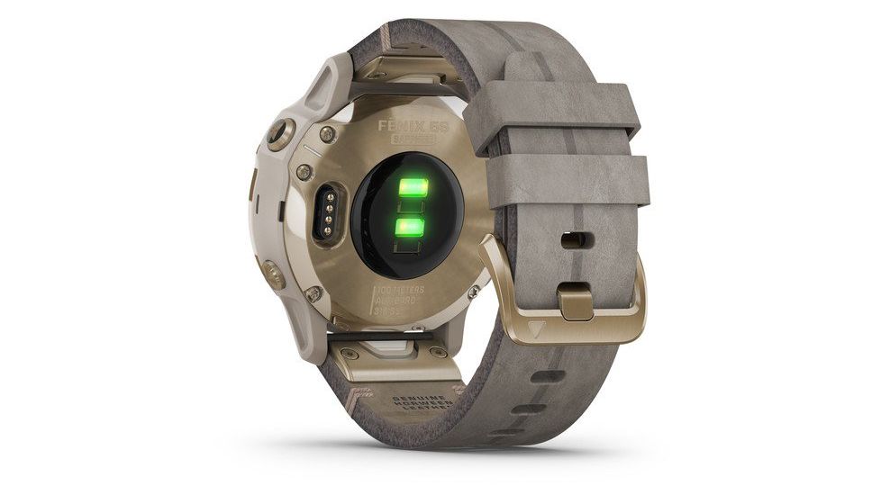 Garmin Fenix 6S Sapphire Multisport GPS Smartwatch, Champagne w/Shale Suede Band, 010-02159-39