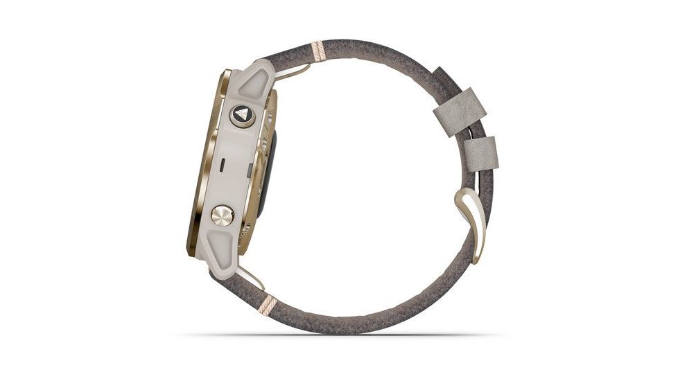 Garmin Fenix 6S Sapphire Multisport GPS Smartwatch, Champagne w/Shale Suede Band, 010-02159-39