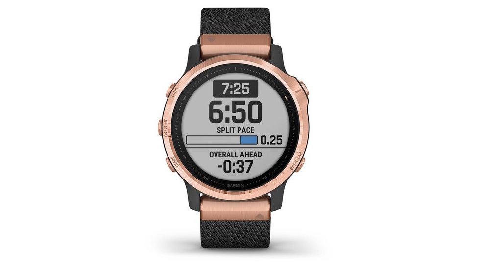Garmin Fenix 6S Sapphire Multisport GPS Smartwatch, Rose Gold/Black w/Nylon Band, 010-02159-36