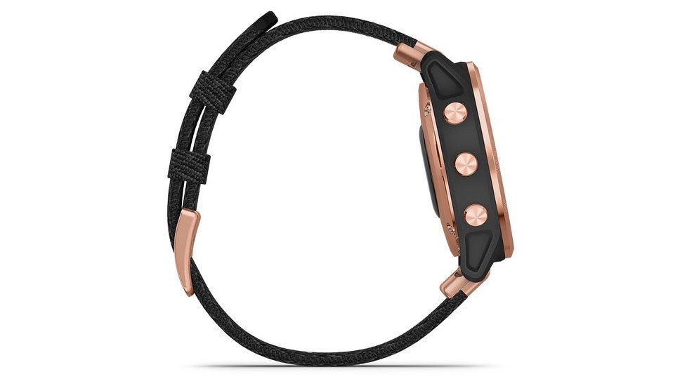 Garmin Fenix 6S Sapphire Multisport GPS Smartwatch, Rose Gold/Black w/Nylon Band, 010-02159-36