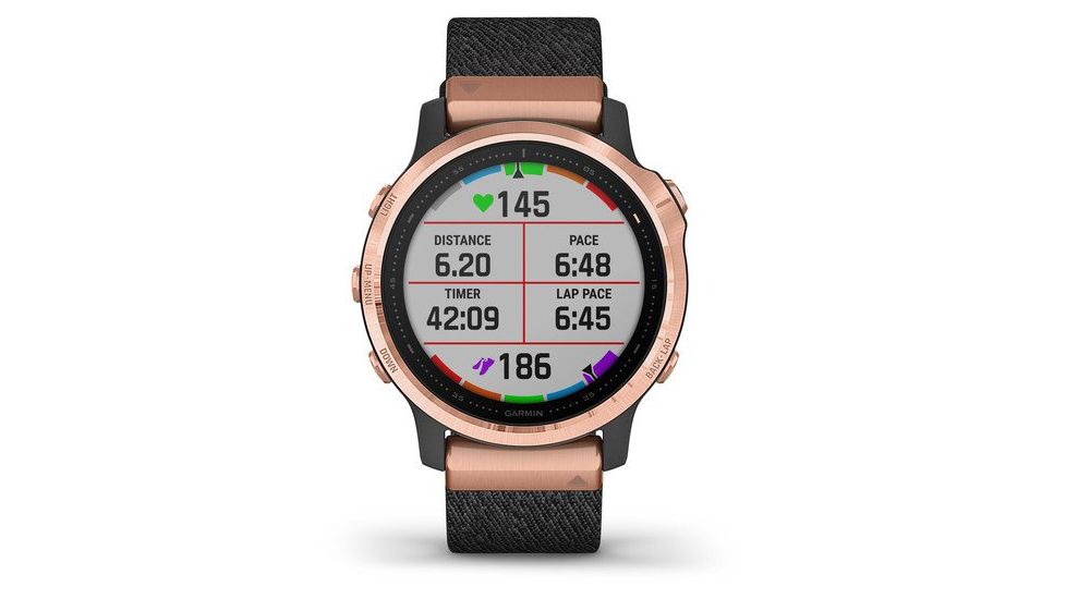Garmin Fenix 6S Sapphire Multisport GPS Smartwatch, Rose Gold/Black w/Nylon Band, 010-02159-36
