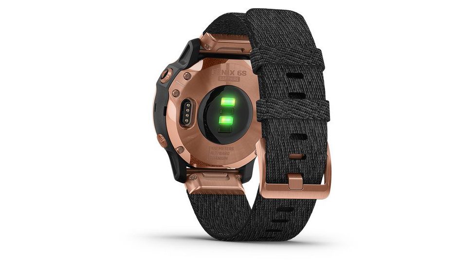 Garmin Fenix 6S Sapphire Multisport GPS Smartwatch, Rose Gold/Black w/Nylon Band, 010-02159-36