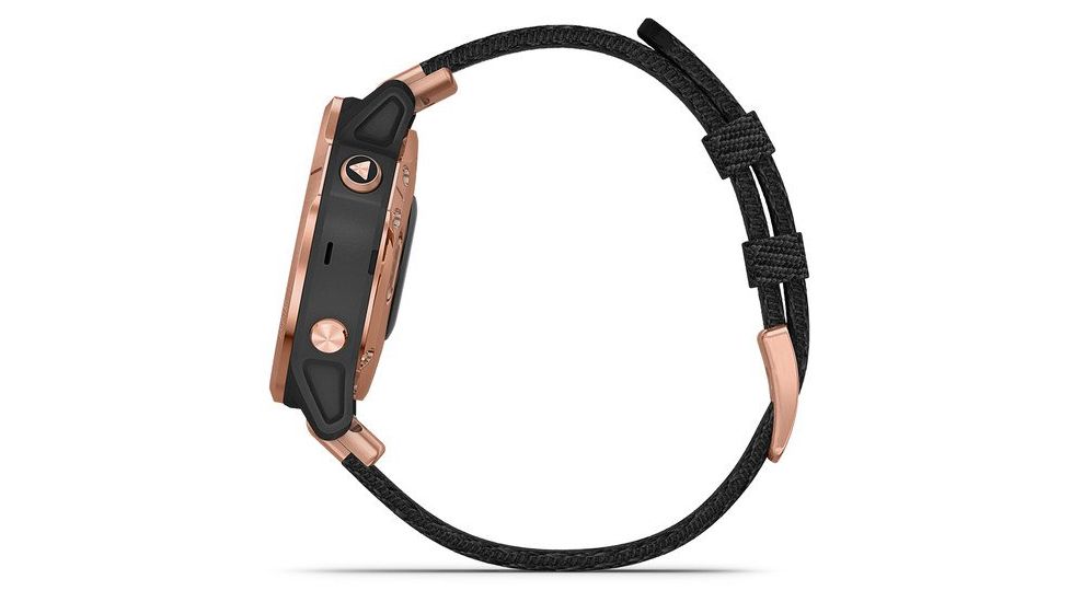 Garmin Fenix 6S Sapphire Multisport GPS Smartwatch, Rose Gold/Black w/Nylon Band, 010-02159-36