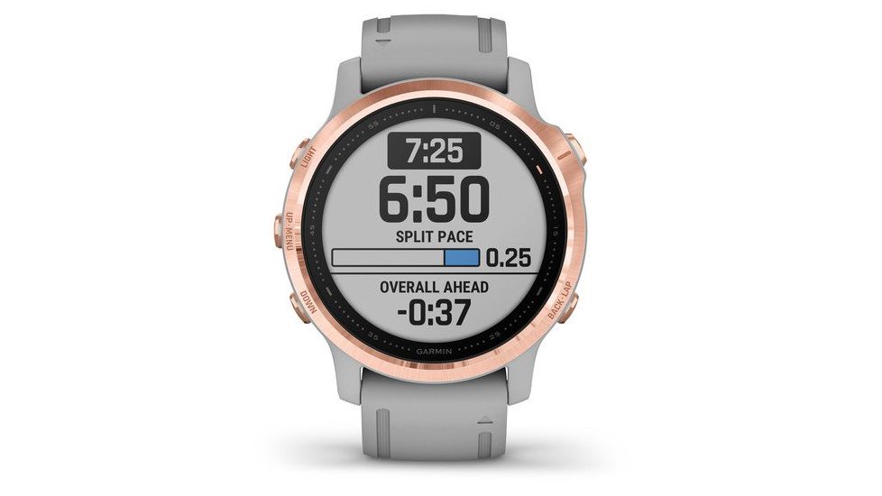 Garmin Fenix 6S Sapphire Multisport GPS Smartwatch, Rose Gold w/Gray Band, 010-02159-20